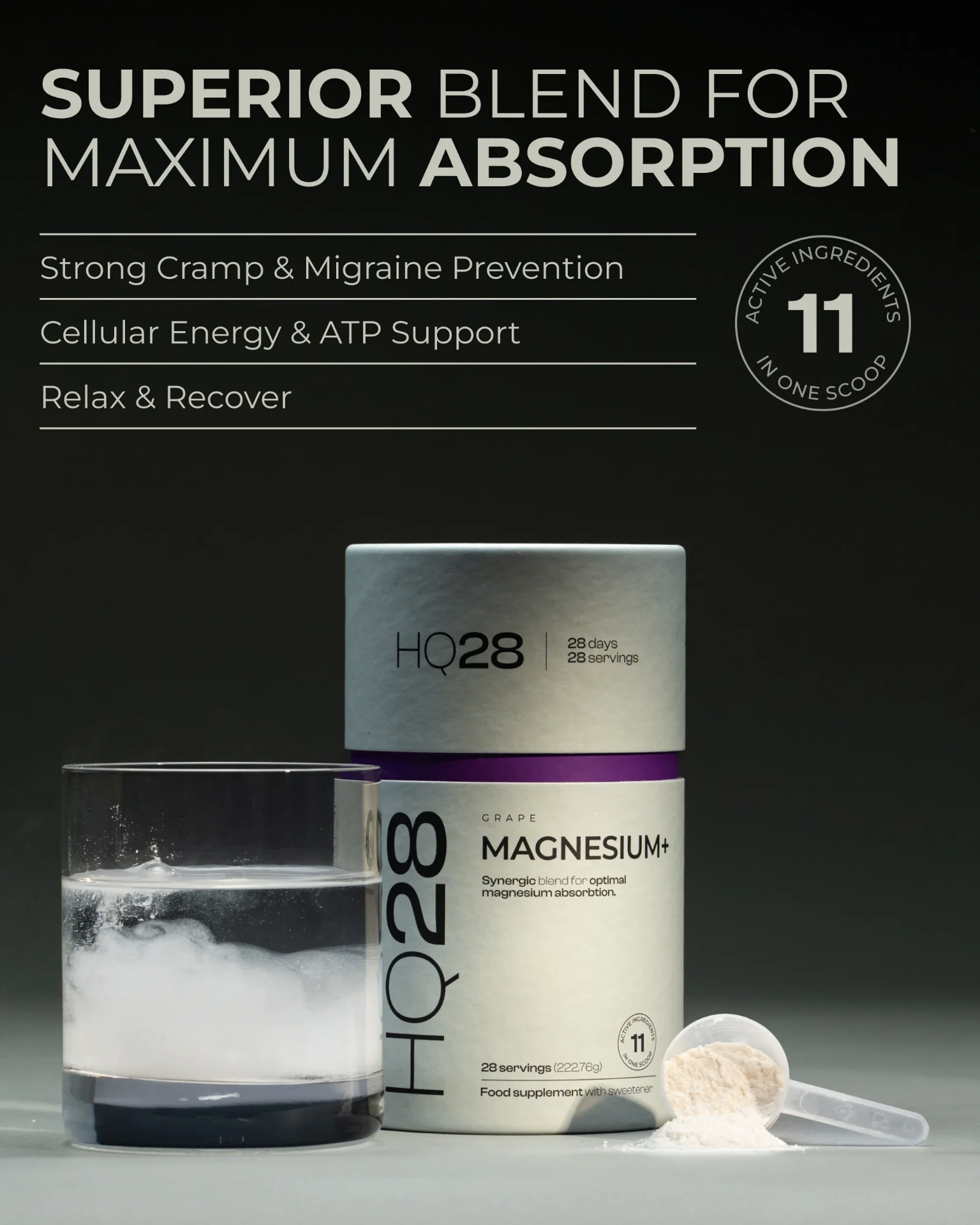 Superior blend for maximum absorption - 11 active ingredients in one scoop